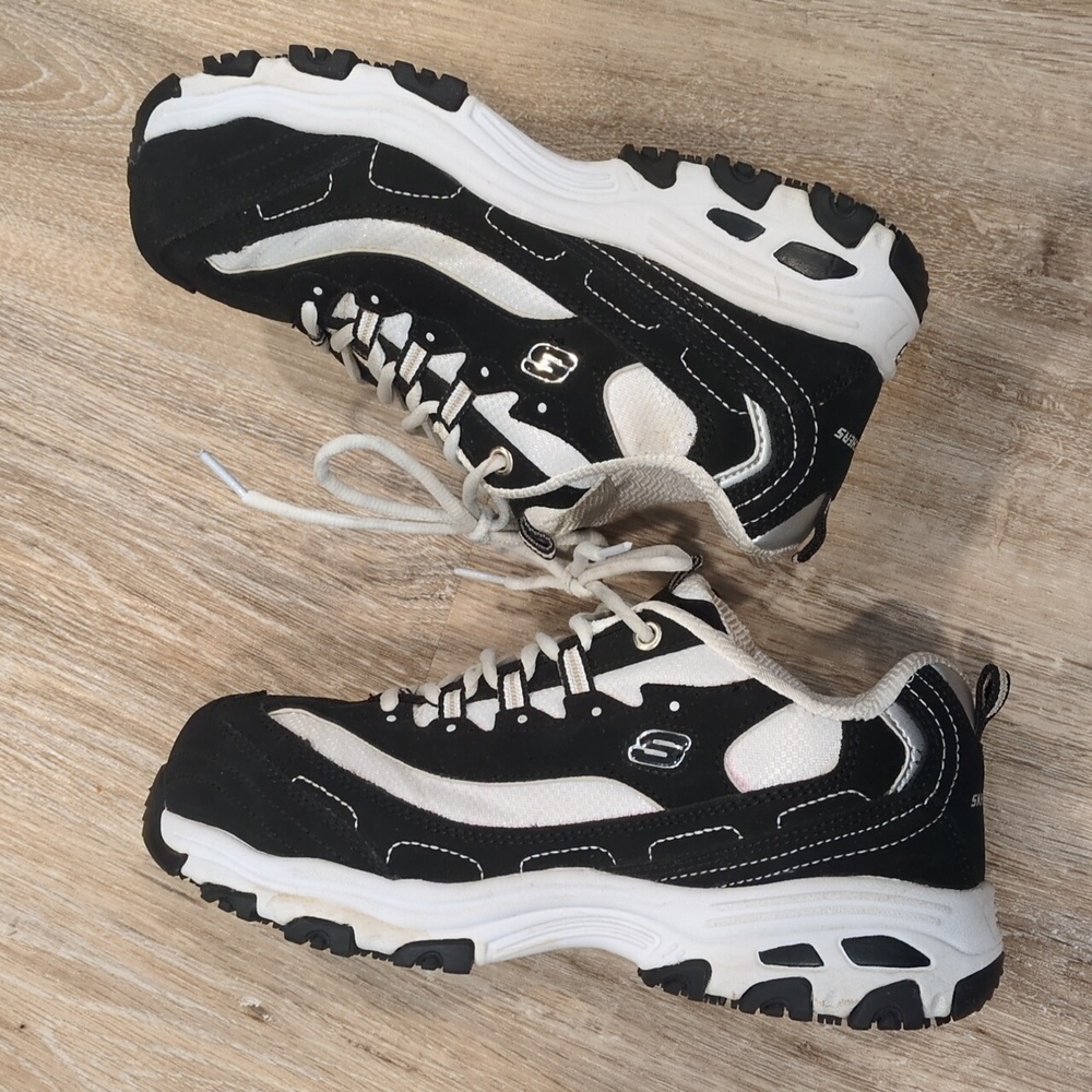 ❤️Skechers D'Lites Women's Black & White Safety Toe Sneakers size 8.5❤️ - Picture 7 of 16